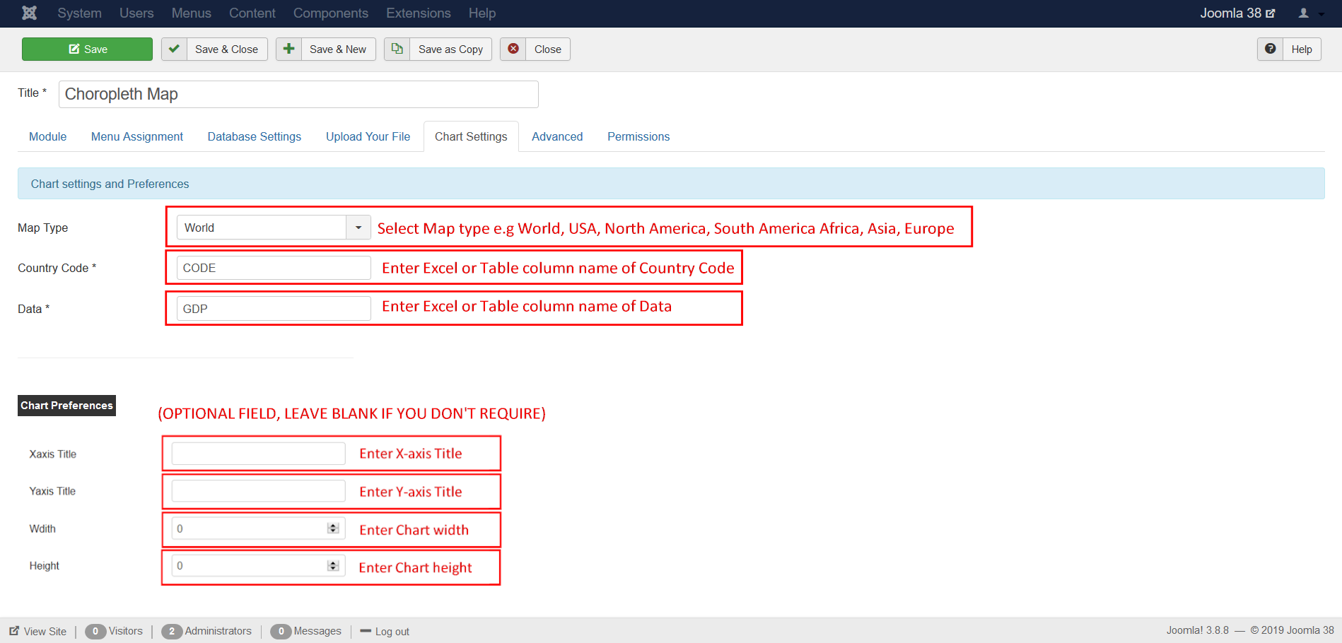 Choropleth Map Joomla extension tracing