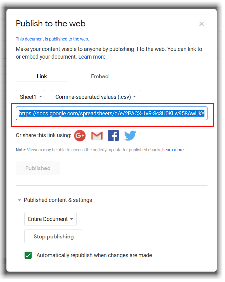 Publish to the web screen3