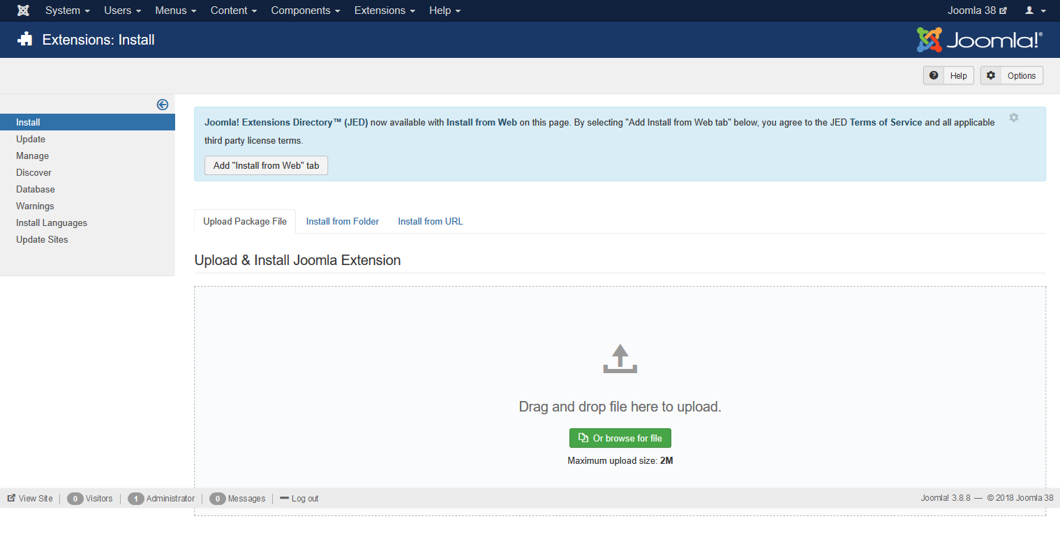 Joomla extension installation